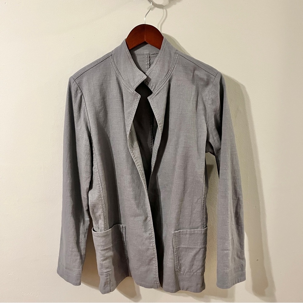Equestrian cotton knit open jacket grey size L